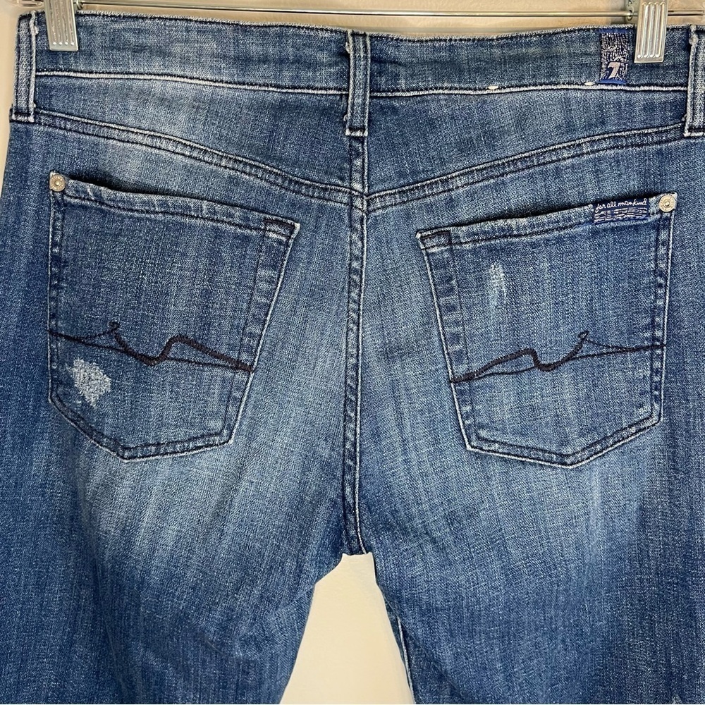 7 For All Mankind Womens Josefina Boyfriend Jeans Distressed Sz 27 Button Fly - Picture 12 of 15